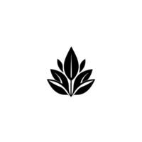 Minimalist Black and White Botanical Featuring a Stylized Leaf Arrangement with Central Emphasis on the Top Leaf. vector