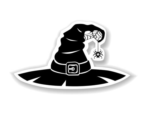witch hat halloween black element icon