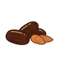 Dates and Almonds for a Healthy Iftar Snack on a White Background vector