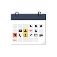 A calendar with icons on it vector