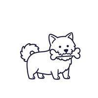 A dog with a bone in its mouth vector