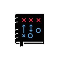 A book with crossed arrows and a red cross vector