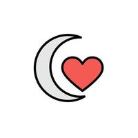 Fasting and Wellness Symbol With a Crescent Moon and Heart vector