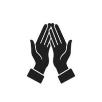 Hands clapping icon, black and white vector