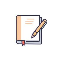 A notebook and pen icon on a white background vector