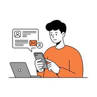 Man using smartphone and email icon vector