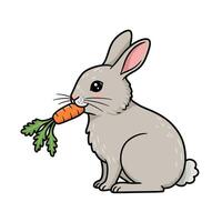 A cartoon rabbit eating a carrot vector
