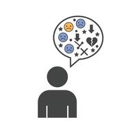 Person with speech bubble and emotion icons isolated on white background vector