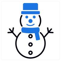 Snowman icon in blue color vector