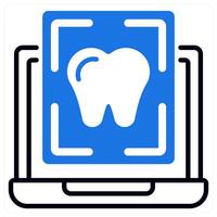 Tooth Scanning icon in blue color vector
