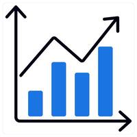 Bar Graph and growth icon in blue color vector