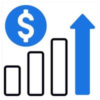 Revenue Growth icon in blue color vector