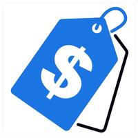 Price Tag and label icon in blue color vector