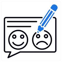 Feedback icon in blue color vector