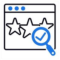 Review Verification icon in blue color vector