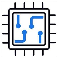 Chip icon in blue color vector