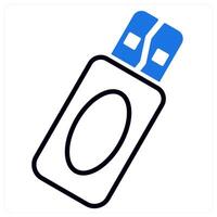 Pendrive icon in blue color vector