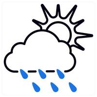 Cloudy And Rain icon in blue color vector