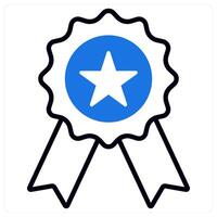 Badge and success icon in blue color vector