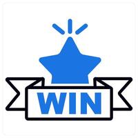 Win and success icon in blue color vector