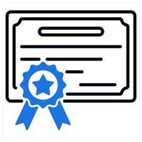 Certificate and document icon in blue color vector