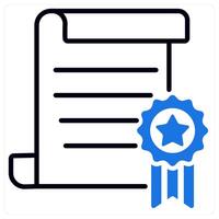 Certificate and diploma icon in blue color vector