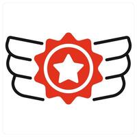 Badge and progress icon in red color vector