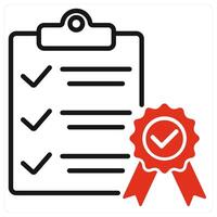 Qualified icon in red color vector