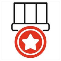Badge and excellence icon in red color vector
