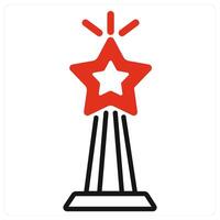 Trophy and medal icon in red color vector