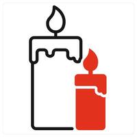 Christmas Candle icon in red color vector