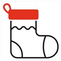 Christmas Socks icon in red color vector