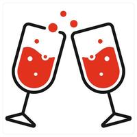 Champagne icon in red color vector