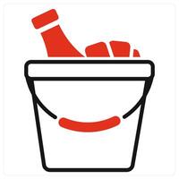 Champagne Bucket icon in red color vector