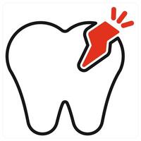Dental Emergency icon in red color vector