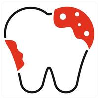Dental Caries icon in red color vector
