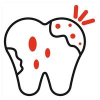 Dental Caries and cavity icon in red color vector
