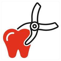 Tooth Remove icon in red color vector