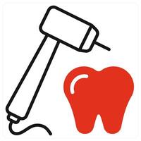 Tooth Drill icon in red color vector