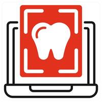 Tooth Scanning icon in red color vector