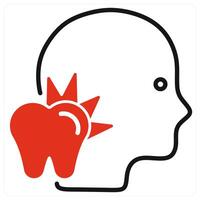 Toothache icon in red color vector