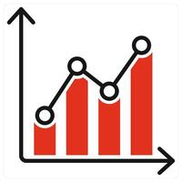 Bar Graph and data icon in red color vector