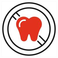 Forbidden Tooth icon in red color vector