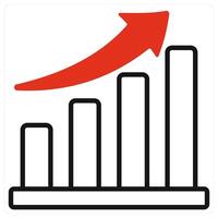 Bar Graph and chart icon in red color vector