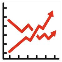 Volatility icon in red color vector