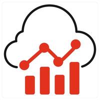 Cloud Analysis icon in red color vector