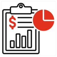 Finance Report icon in red color vector