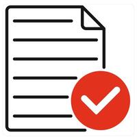 Accept File icon in red color vector