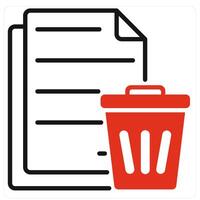Trash File icon in red color vector