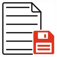 Save File icon in red color vector